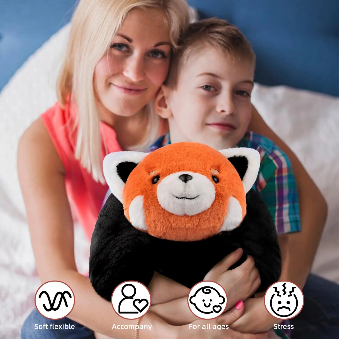 Red Panda Weighted Stuffed Animals for Anxiety 3.3lb Weighted Plush Toys for Adult Kid Girl Include Bag Sticker Card