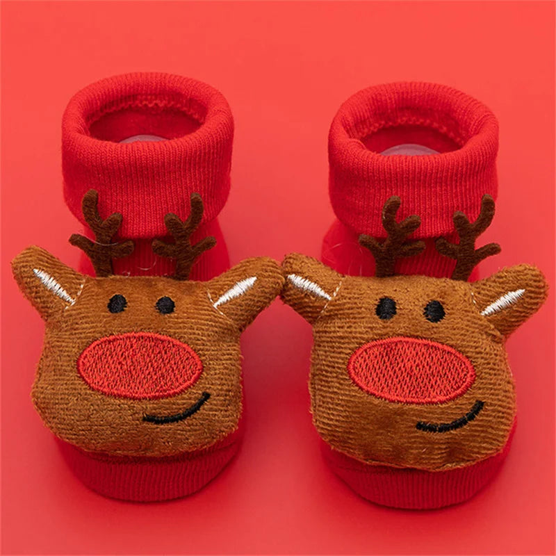 Winter Thick Infant Socks for Girls Boys Kids Christmas New Year's Socks Anti Slip Cotton Short Socks for Newborns