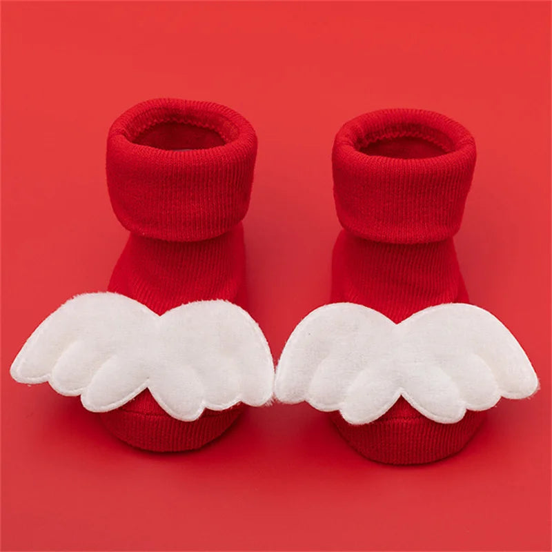 Winter Thick Infant Socks for Girls Boys Kids Christmas New Year's Socks Anti Slip Cotton Short Socks for Newborns