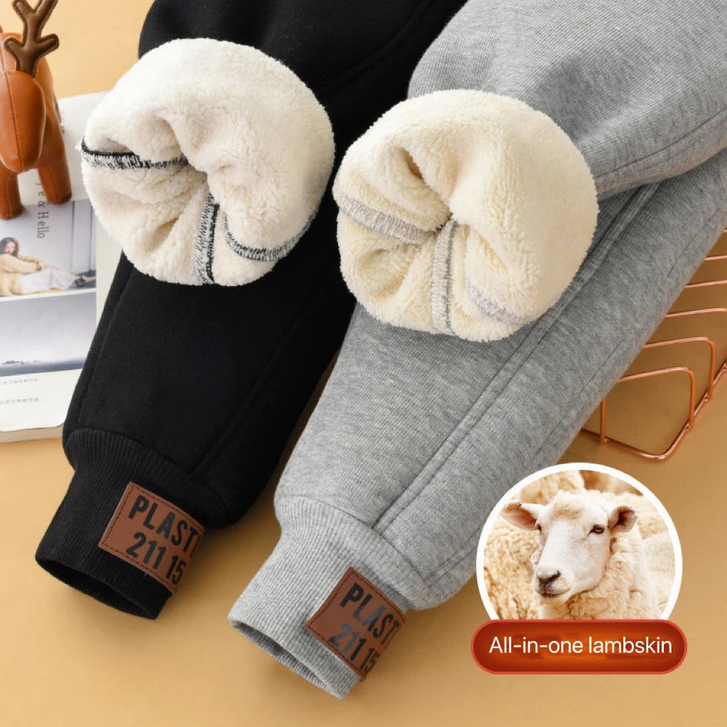 1pcs Boys Girls Thick Pants Winter Kids Padded Plush Velvet Trousers Teen Lamb Wool Warm Snow Pants Children Clothes Sweat Pants