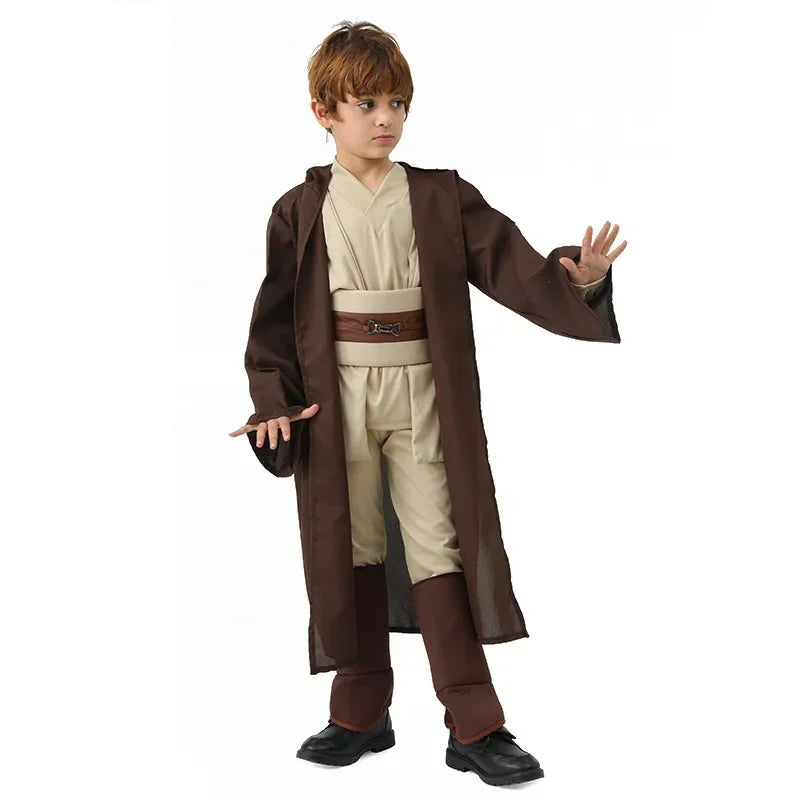 Fantasy Jedi Cosplay Kids Anakin Costume Obi Wan Kenobi Uniform Suit Anakin Skywalker Robe Belt Halloween Carnival Party Suit