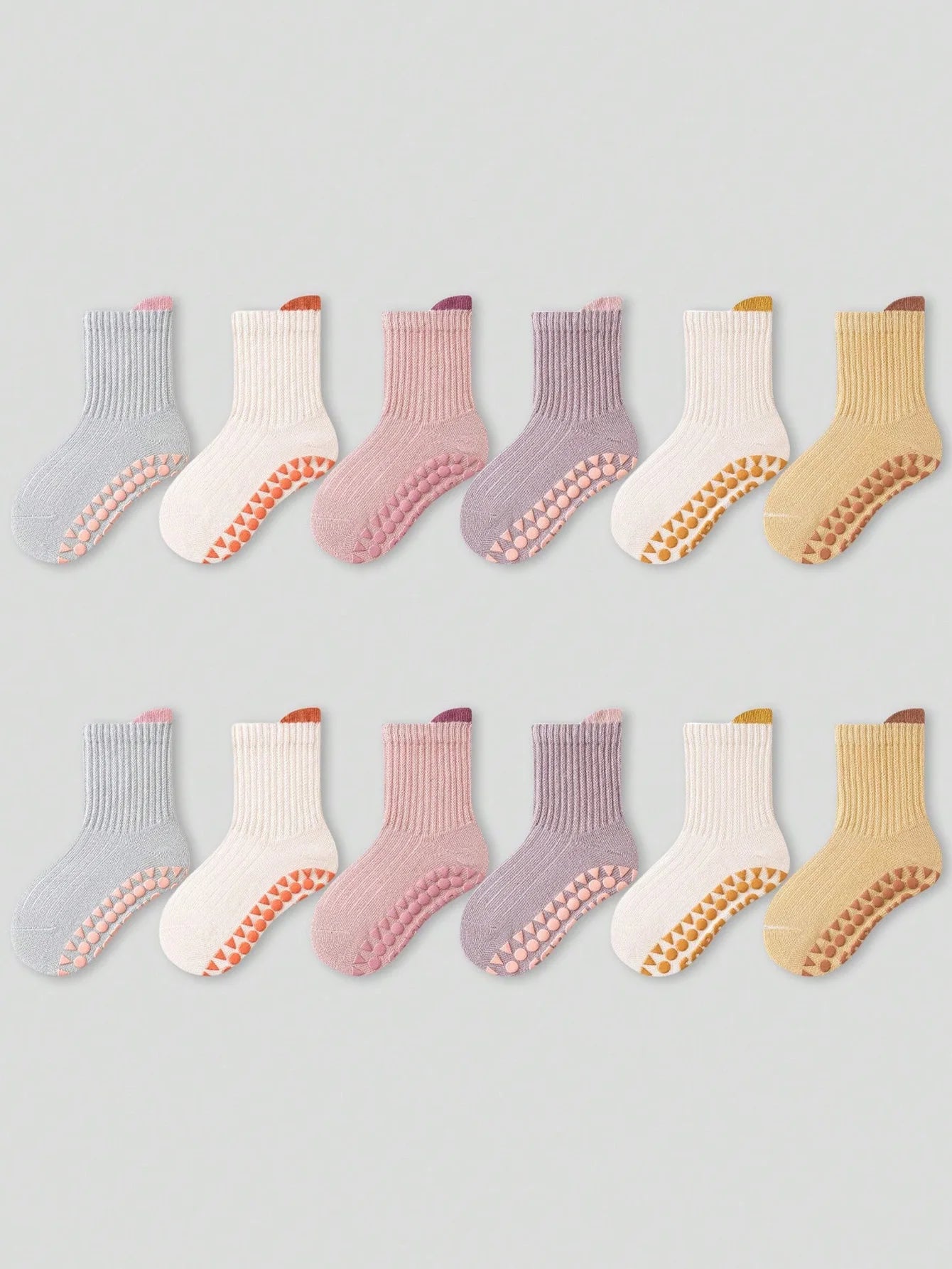 6 Pairs of Baby Floor Socks Newborn Anti-Slip Glue All Year Round Baby Loose Mouth Cartoon Soft Bottom Indoor Girls and Kidsren's Socks