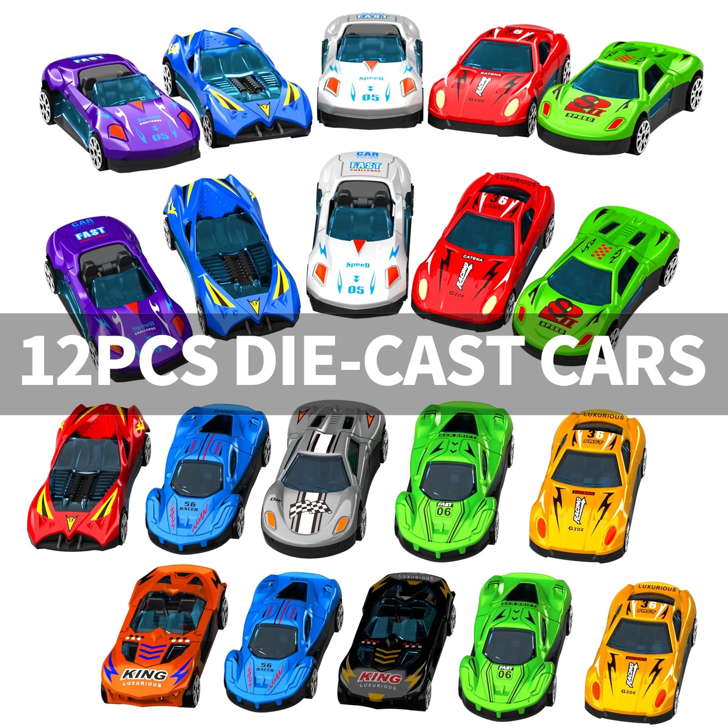 Kids Toy Trucks Ejection Race Track, Catapulting Racing Track with 12 Cars, Kid’s Cool Folding Truck Toy, Cars Storage Toy Sets