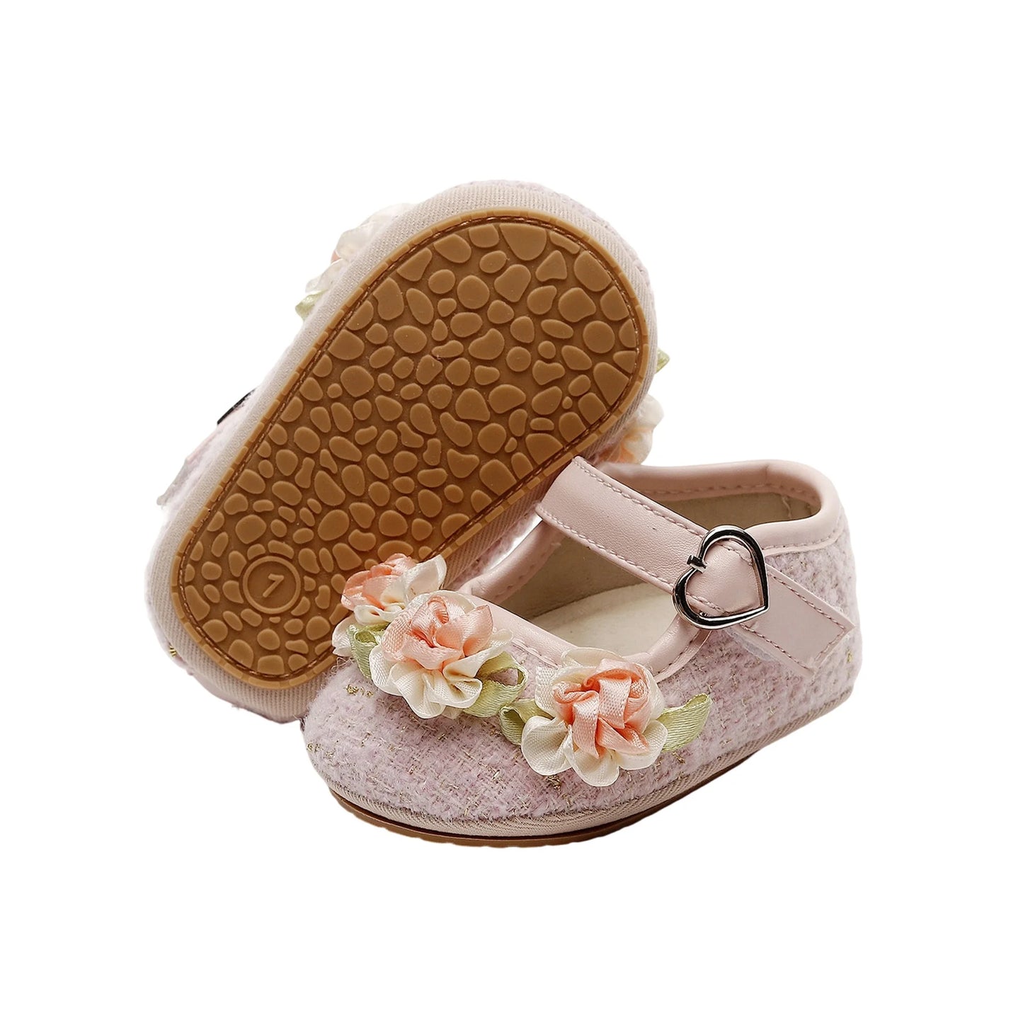 Cute Baby Girls Floral Princess Shoes with Non-Slip Sole Soft First Walker Shoes for Toddlers Adorable Toddler Shoes