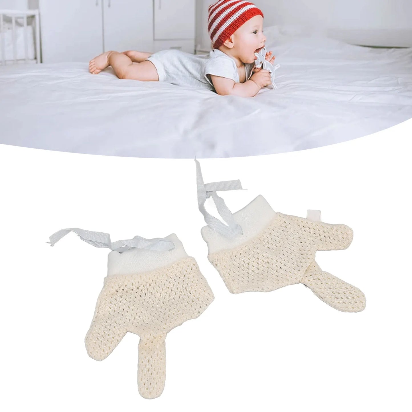 Baby Mittens Mesh Hand Gloves with Drawstring Scratch Free Unisex for Infants Newborns Boys Girls S