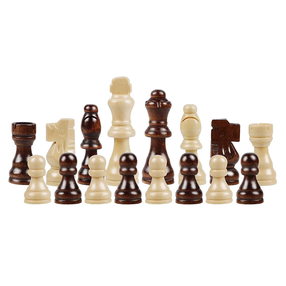 Wooden Chess Game Pawns Standard Tournamen Staunton 32PCS Figurine Pieces 2.2in King Figures for Chess Board Game