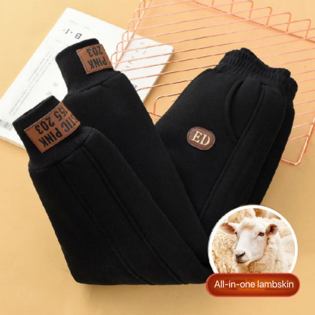 1pcs Boys Girls Thick Pants Winter Kids Padded Plush Velvet Trousers Teen Lamb Wool Warm Snow Pants Children Clothes Sweat Pants