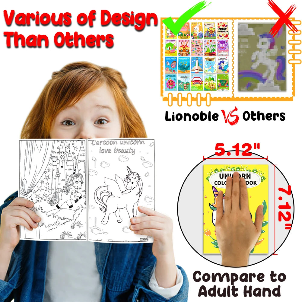 20 Pack Coloring Books for Kids with 20 Stacking Crayons Set Mini Coloring Books Bulk for Kids Ages 2-4-8-12 Small Activity Book