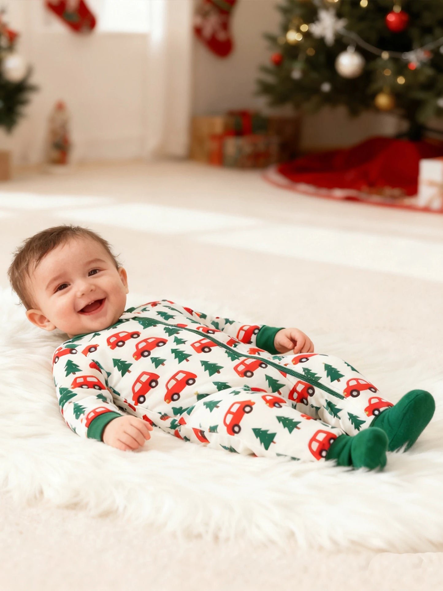 Toddler Boys Winter Romper Long Sleeve Crewneck Reindeer Snowflake Print Hooded Jumpsuit with Front Zipper