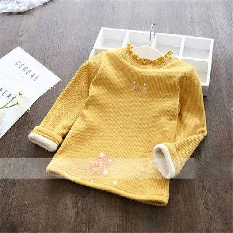 Fashion Girls Sweaters New Winter Children Clothes Cartoon Kids Tops Warm Velvet Thick Kids Sweater Girls Outwear Sweater