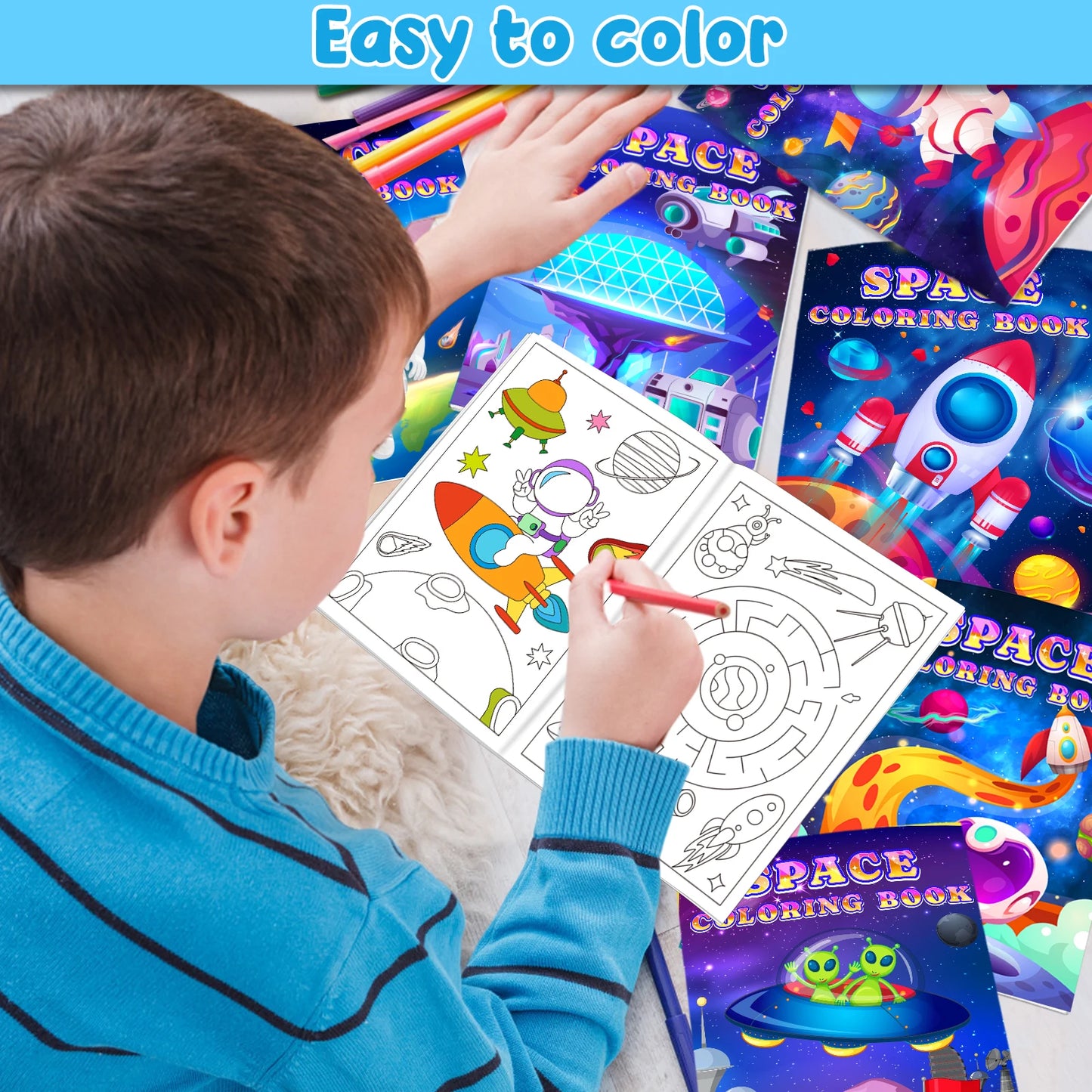 24 Pack Outer Space Coloring Book for Kids Astronaut Alien Rocket Coloring Book Bulk Space Drawing Books Galaxy Activity Books f