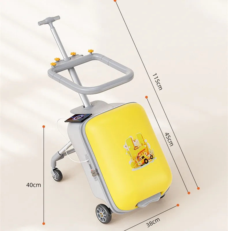 Children's Luggage Case Ride and Walk Suitcase for Baby Boys Girls Stroller Carry-On Wheel Luggage Travel Bag Boarding Suitcase