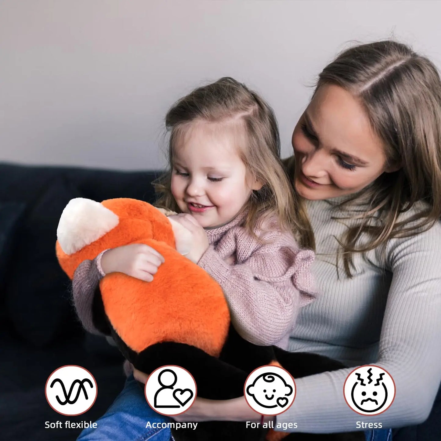 Red Panda Weighted Stuffed Animals for Anxiety 3.3lb Weighted Plush Toys for Adult Kid Girl Include Bag Sticker Card