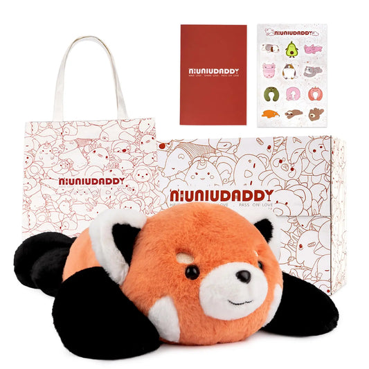 Red Panda Weighted Stuffed Animals for Anxiety 3.3lb Weighted Plush Toys for Adult Kid Girl Include Bag Sticker Card