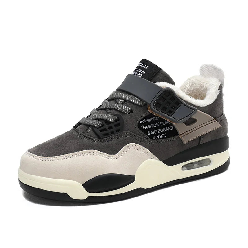 Winter Sports Skateboarding Shoes Boy Keep Warm Fur Anti-Skid Trekking Kids Footwear 7-12 Years Old Children Autumn Sneakers