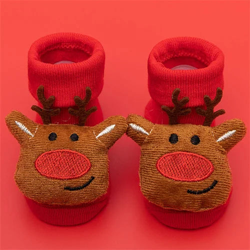 Winter Thick Infant Socks for Girls Boys Kids Christmas New Year's Socks Anti Slip Cotton Short Socks for Newborns