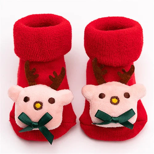 Winter Thick Infant Socks for Girls Boys Kids Christmas New Year's Socks Anti Slip Cotton Short Socks for Newborns