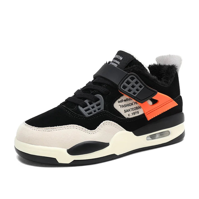 Winter Sports Skateboarding Shoes Boy Keep Warm Fur Anti-Skid Trekking Kids Footwear 7-12 Years Old Children Autumn Sneakers