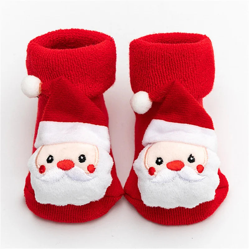 Winter Thick Infant Socks for Girls Boys Kids Christmas New Year's Socks Anti Slip Cotton Short Socks for Newborns