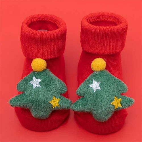 Winter Thick Infant Socks for Girls Boys Kids Christmas New Year's Socks Anti Slip Cotton Short Socks for Newborns