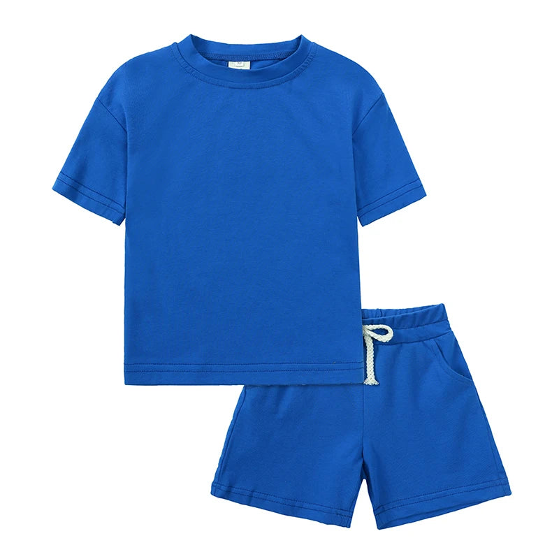 Infant Boys Girls Cotton Casual O-neck Short Sleeve T-Shirt + Shorts Children Outfits