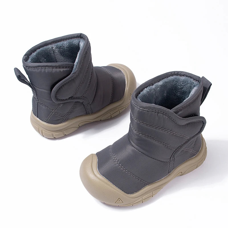 New Arrival Toddlers Outdoor Anti-slip Winter Plush Warm Shoes Little Boys Brown Grey Black  Waterproof Short Boots
