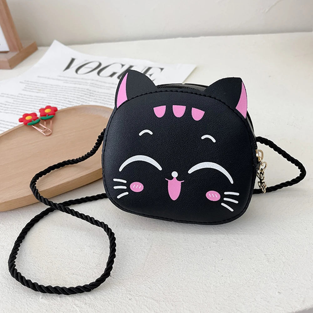 Girls Kawaii Satchel Bag Cartoon Cat Mini Shoulder Bag Compact Fashion Coin Purse Kids Daily Bags