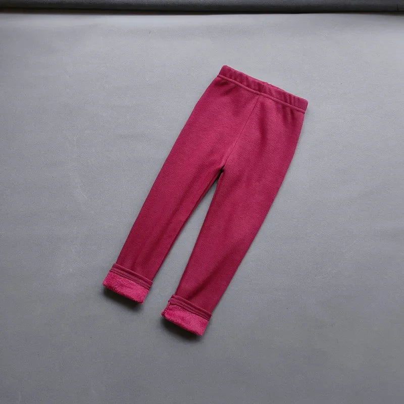 Hot Sweet Girls Pants Kids Boys Thick Warm Trousers Winter Children Casual Solid Color Soft Pants Baby Girls Leggings 2-11Years