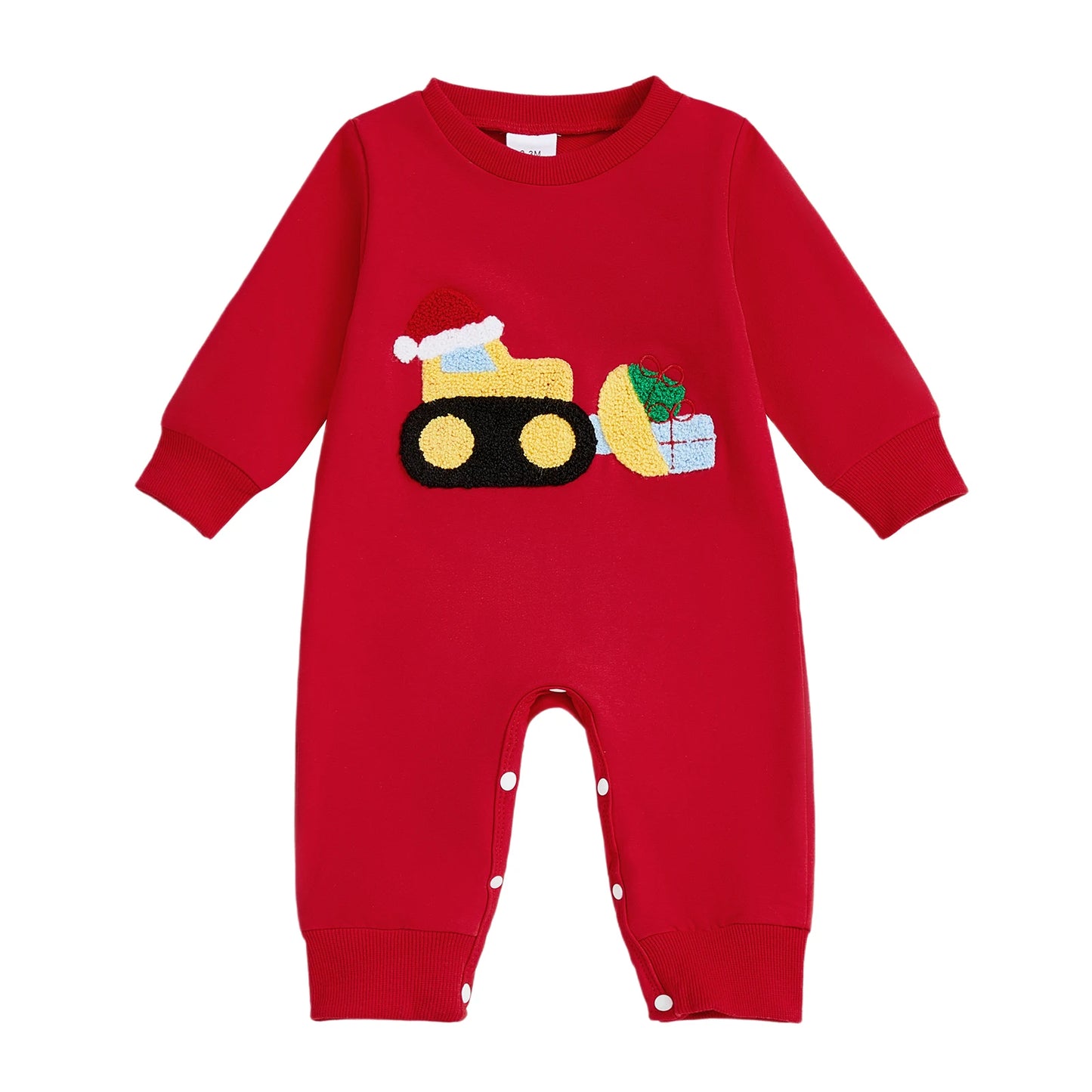 Infant Romper Cute Long Sleeve Crew Neck Embroidery Dinosaur Print Jumpsuit for Baby Boys Girls Christmas Outfit