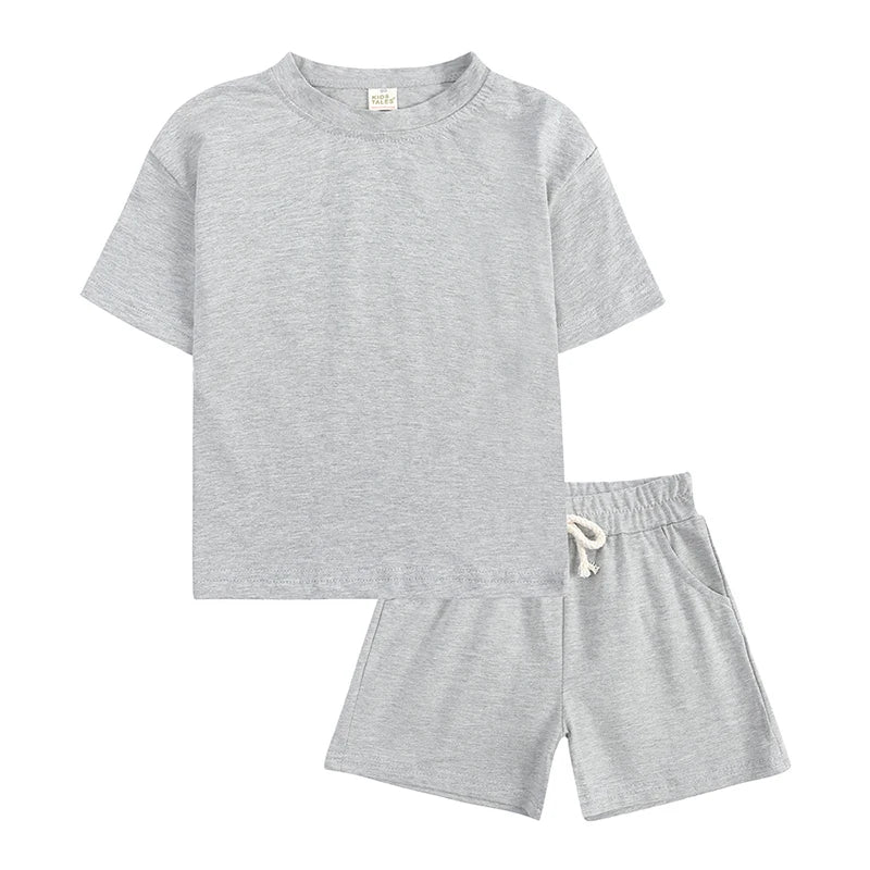 Infant Boys Girls Cotton Casual O-neck Short Sleeve T-Shirt + Shorts Children Outfits