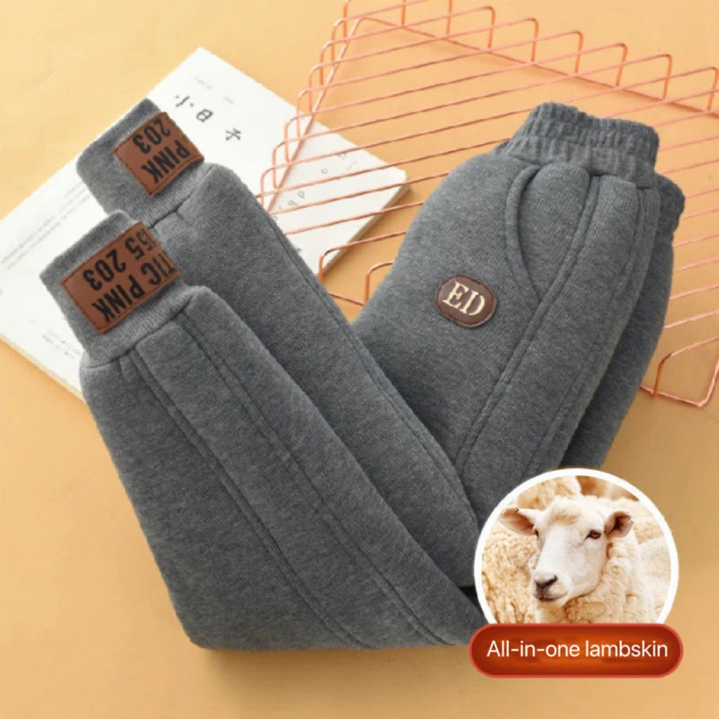 1pcs Boys Girls Thick Pants Winter Kids Padded Plush Velvet Trousers Teen Lamb Wool Warm Snow Pants Children Clothes Sweat Pants
