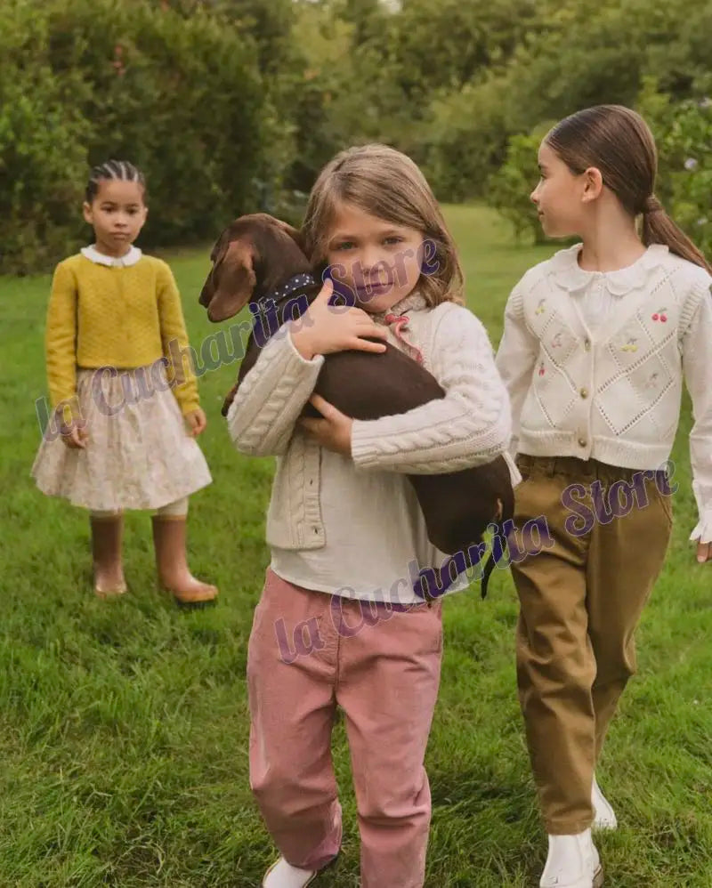 Customize Cardigan For Girls New Autumn Spring BP Brand Cherry Knitwear Kids Clothes 2024 Fall Luxury Cardigan For Girls