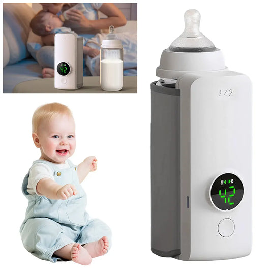 Portable Bottle Warmer Rechargeable Cordless Milk Warmer with Temperature Control Baby Bottle Warmer for Travel