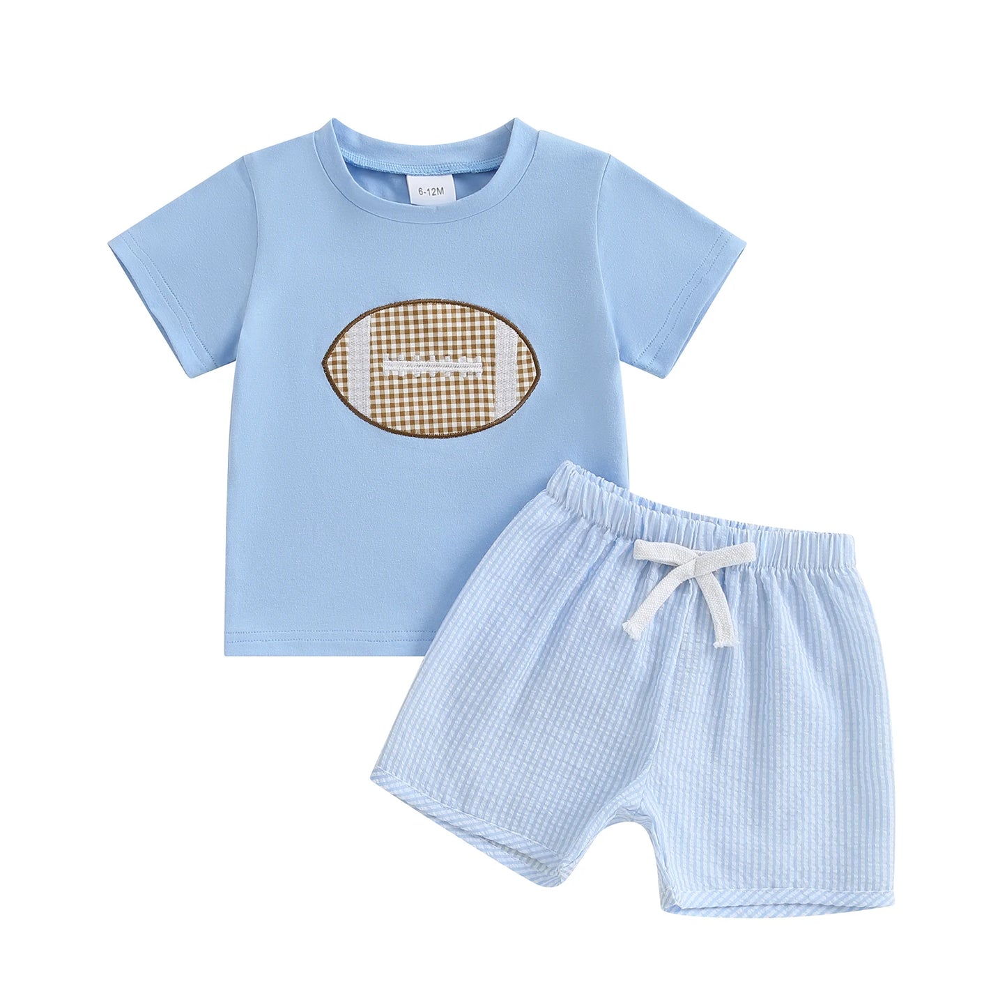 Boys Casual Summer Outfits Striped Print Short Sleeve T-Shirts Elastic Waist Shorts 2-Piece Clothing Set for Toddlers