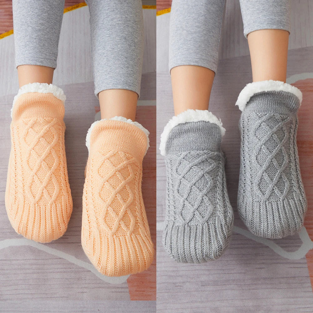 Fleece Floor Socks Cozy Thermal Velvet Socks Bottom Spot Glue Thickened Socks Slipper Socks Fluffy Warm Socks Indoor Home Socks