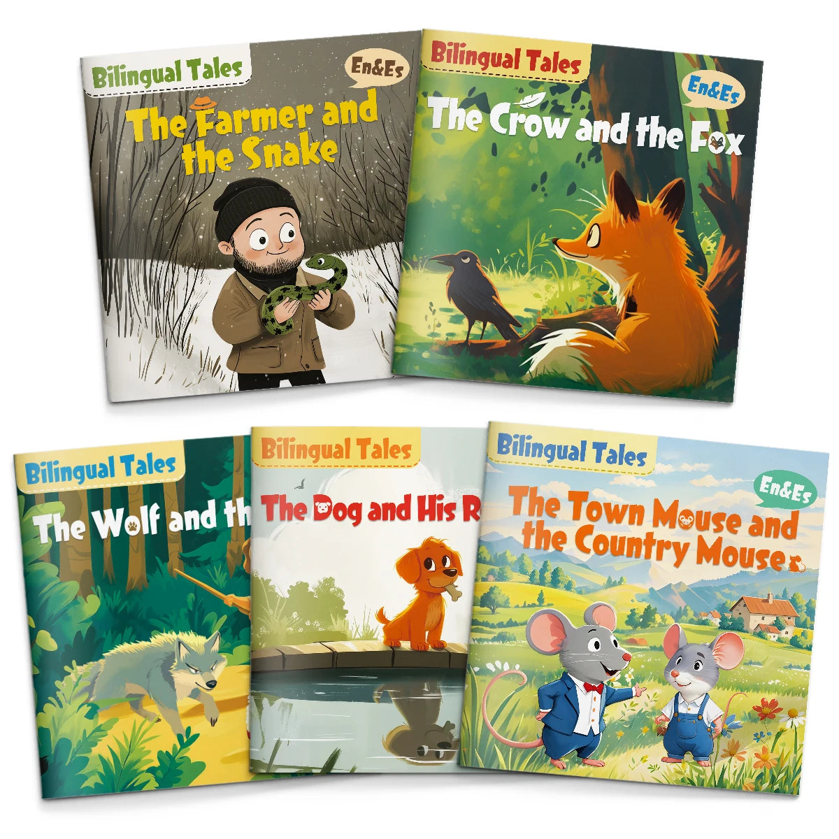 Children's Bilingual Fable Storybook Set - English-Spanish Edition | Complete Set of 5 Classic Fables