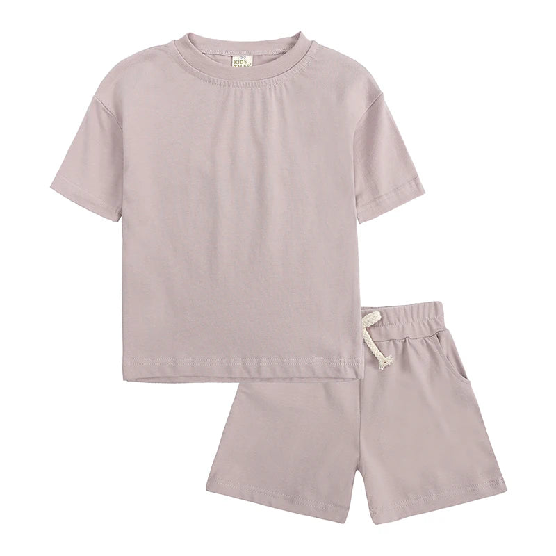 Infant Boys Girls Cotton Casual O-neck Short Sleeve T-Shirt + Shorts Children Outfits