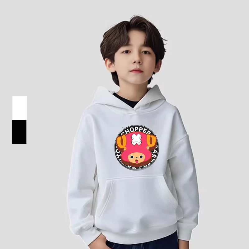 Kids New Autumn Winter One Piece Chopper Sports Black Children's Long Sleeved Hooded Pocket Hoodie Anime PAINT Cosplay Xmas Gift