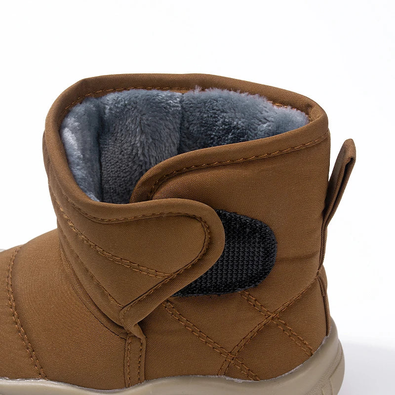 New Arrival Toddlers Outdoor Anti-slip Winter Plush Warm Shoes Little Boys Brown Grey Black  Waterproof Short Boots
