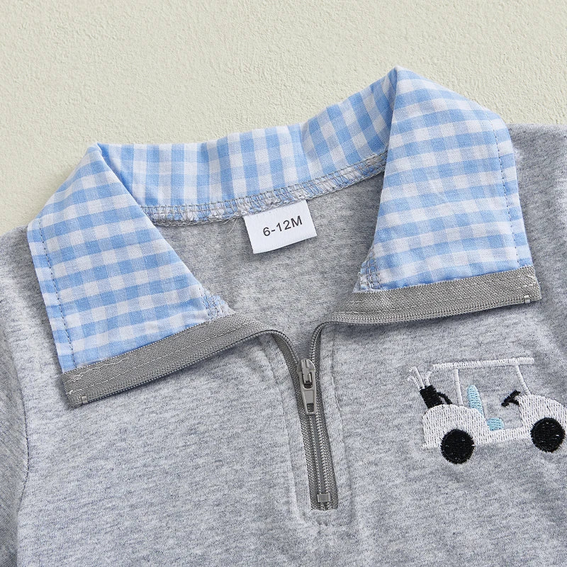 Toddler Boys Summer Outfits Golf Embroidery Short Sleeve T-Shirts Elastic Waist Shorts 2Pcs Clothes Set