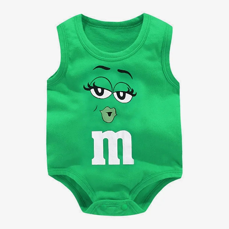 0-24M Newborn Baby Cotton Bodysuit for Boys and Girls Letter Print Funny M Sleeveless Baby Romper Summer  Soft Toddler Onesie