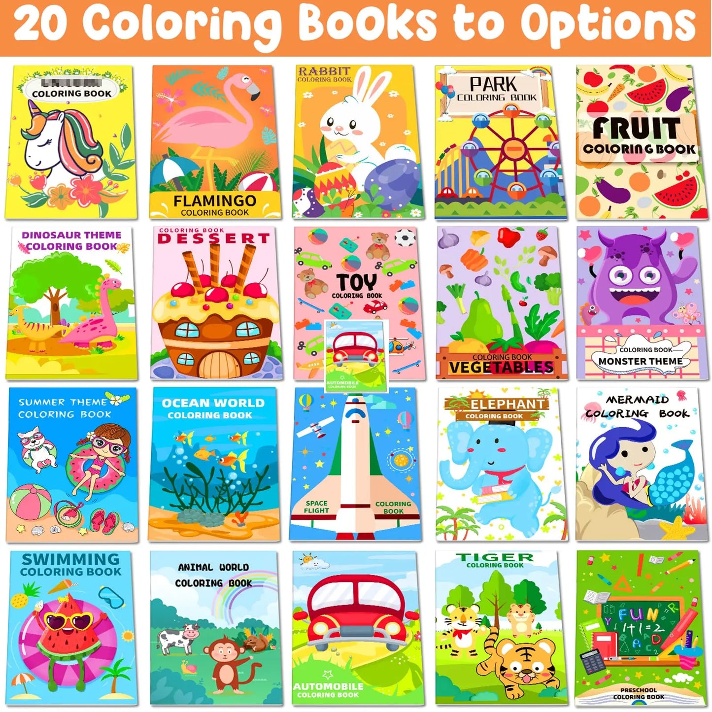20 Pack Coloring Books for Kids with 20 Stacking Crayons Set Mini Coloring Books Bulk for Kids Ages 2-4-8-12 Small Activity Book