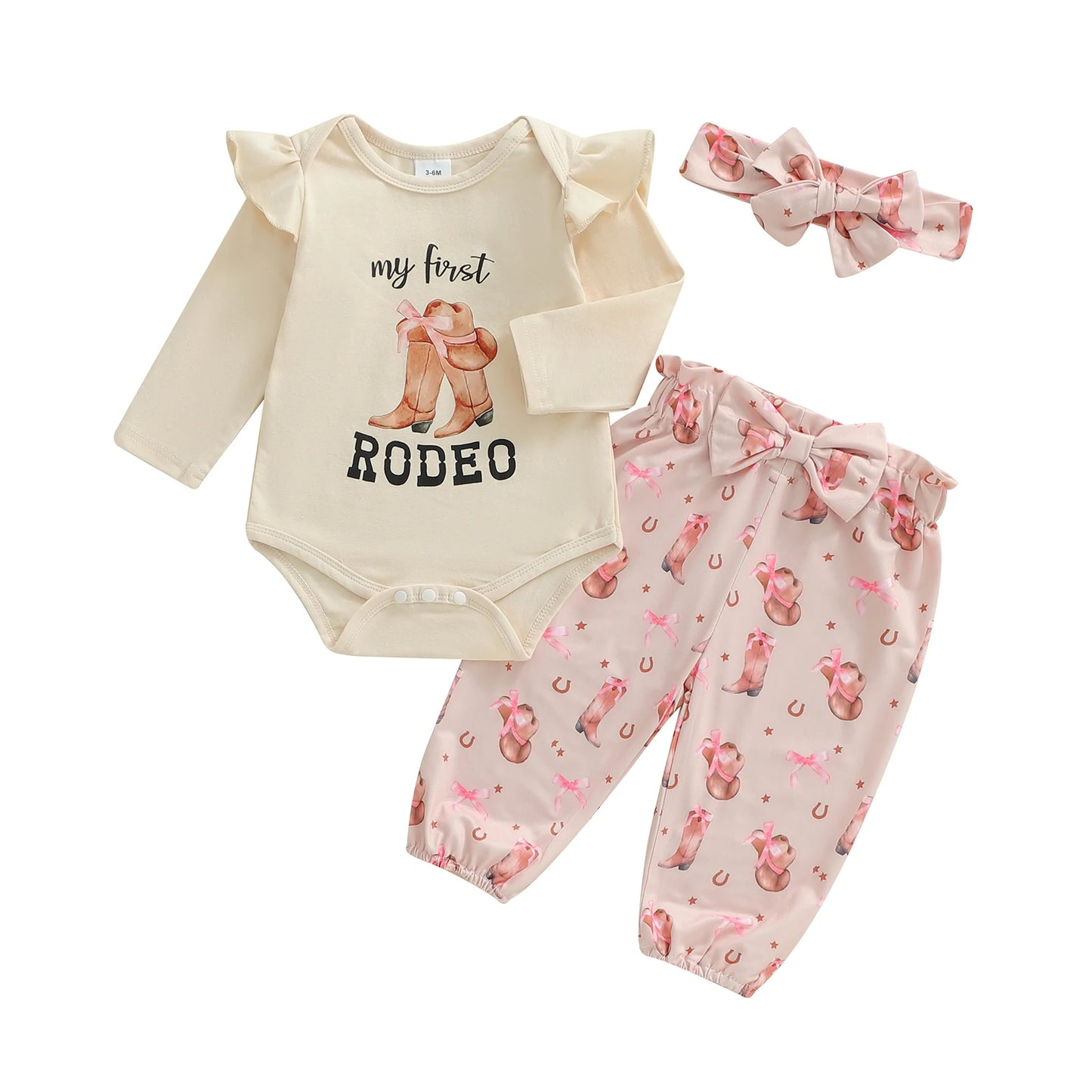 Toddler Girl Winter Clothes Set Long Sleeve Letter Print Romper Boot Pattern Pants Bow Headband 3 Piece Outfit