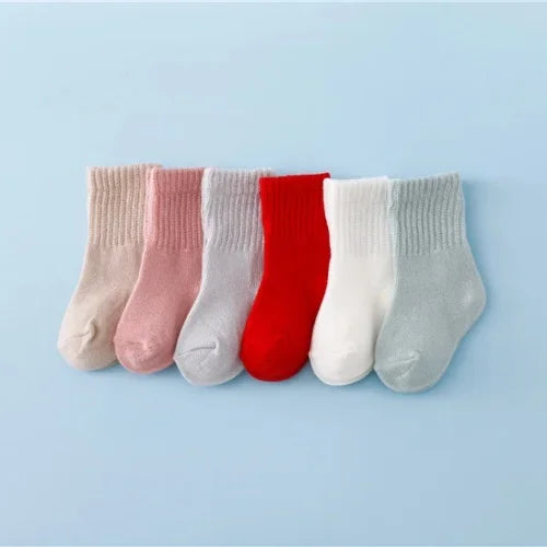 lawadka 6Pairs/lot Newborn Baby Socks For Boys Girls Cotton Solid Soft Infant Girl Boy Toddler Sock Spring Autumn 0 to 12 Month
