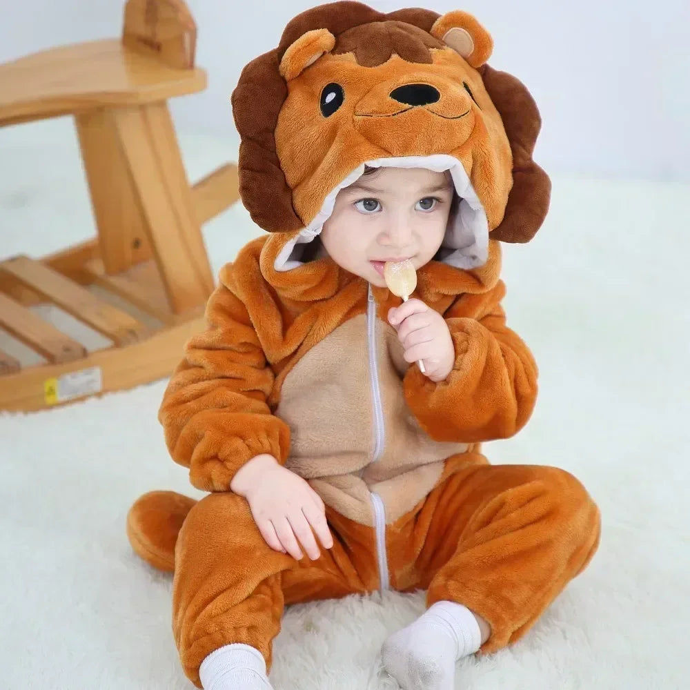 Baby Rompers Winter Lion Costume For Girls Boys Toddler Animal Jumpsuit Infant Clothes Pajamas Kids Overalls