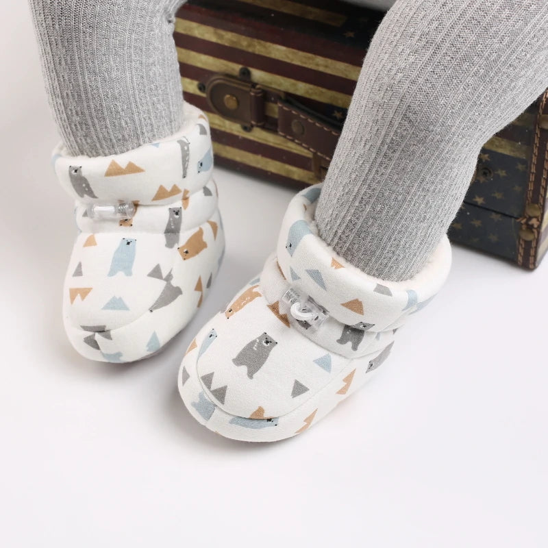 Winter Baby Boots Cartoon Soft Sole Anti-Slip Warm Toddler Shoes Boys Girls Cute Infant Walking Booties"