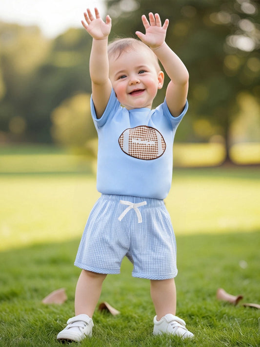 Boys Casual Summer Outfits Striped Print Short Sleeve T-Shirts Elastic Waist Shorts 2-Piece Clothing Set for Toddlers