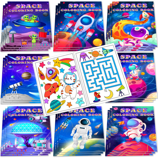 24 Pack Outer Space Coloring Book for Kids Astronaut Alien Rocket Coloring Book Bulk Space Drawing Books Galaxy Activity Books f