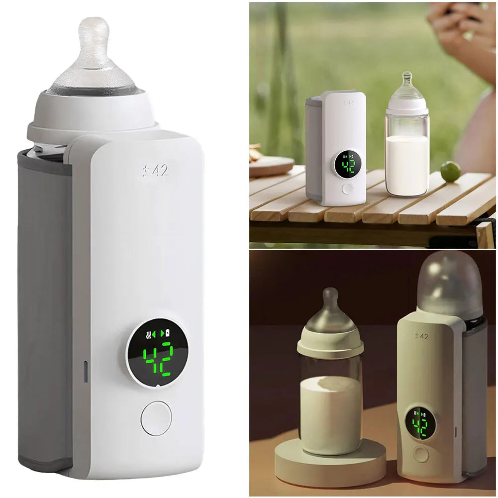 Portable Bottle Warmer Rechargeable Cordless Milk Warmer with Temperature Control Baby Bottle Warmer for Travel