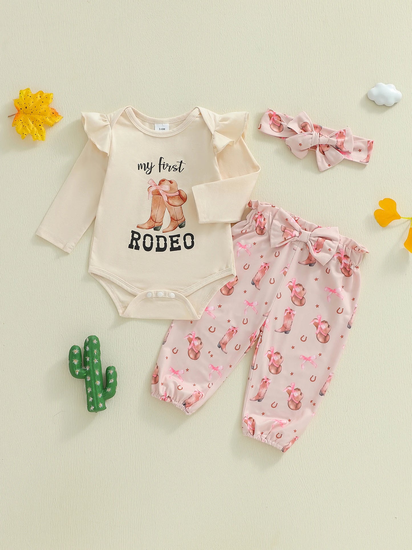 Toddler Girl Winter Clothes Set Long Sleeve Letter Print Romper Boot Pattern Pants Bow Headband 3 Piece Outfit